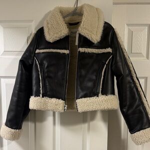 Abercrombie & Fitch Cream Shearling Jacket